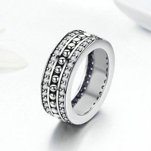 💕   925 Silver Plated Classic White CZ Wedding Couple Ring, FB16FA1089